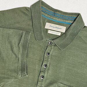 Tommy Bahama Island Modern Fit Polo Men's Medium Silk Cotton Seaweed Green Olive